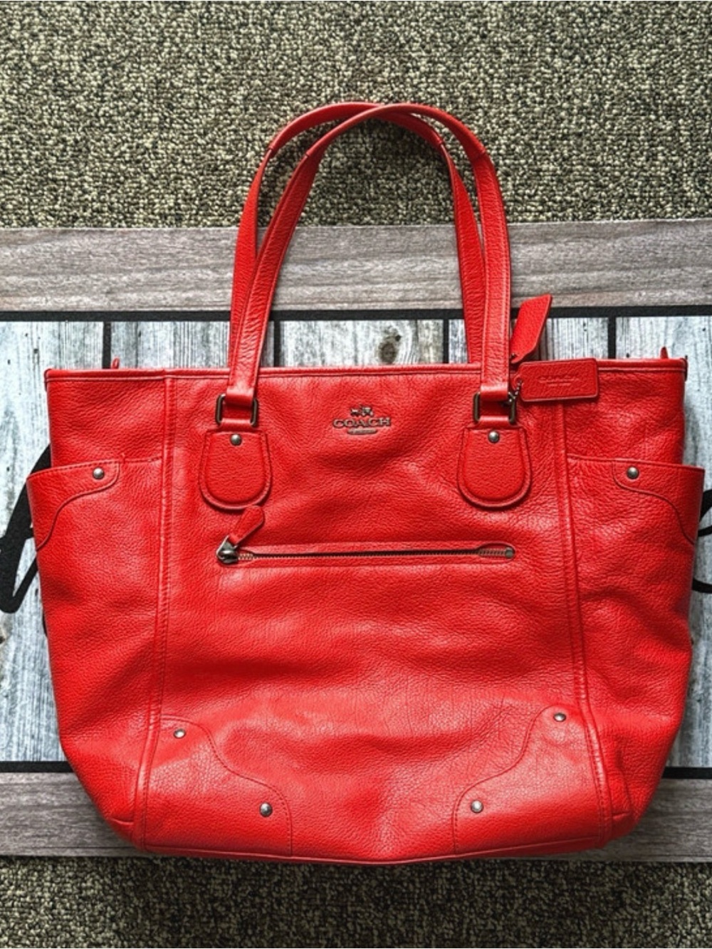 Coach Red Leather Tote Bag – Excellent Pre-Loved Condition